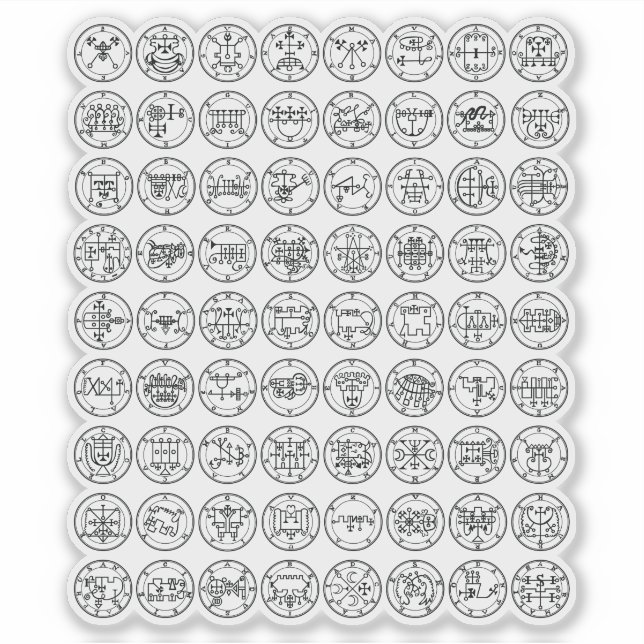 Sticker Les 72 Sigles Démon D'Ars Goetia (Noir) (Devant)