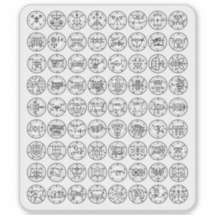 Sticker Les 72 Sigles Démon D'Ars Goetia (noir sur blanc)