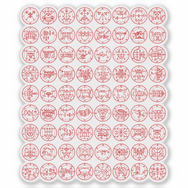 Sticker Les 72 Sigles Démon D'Ars Goetia (rouge) (Devant)