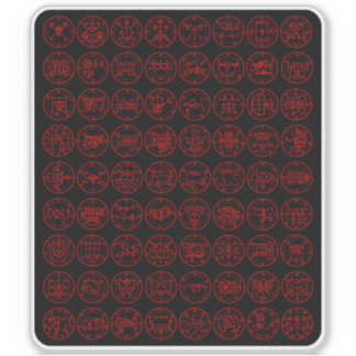 Sticker Les 72 Sigles Démons d'Ars Goetia (rouge sur noir)