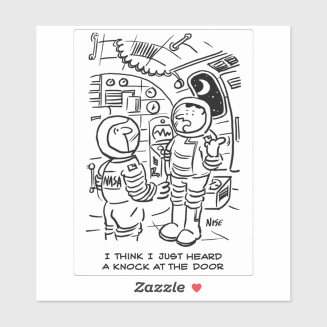Sticker Les astronautes du vaisseau spatial entendent frap (Feuille)