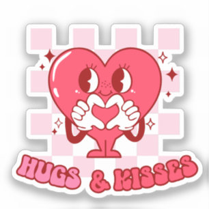 Sticker "Les câlins et les baisers" Coeur rose mignon et