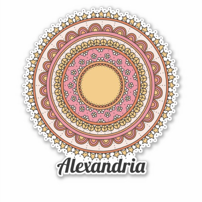 Sticker Les cercles de mandala des filles étoiles fleurs s (Devant)