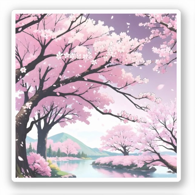 Sticker Les cerisiers en fleurs (Recto)