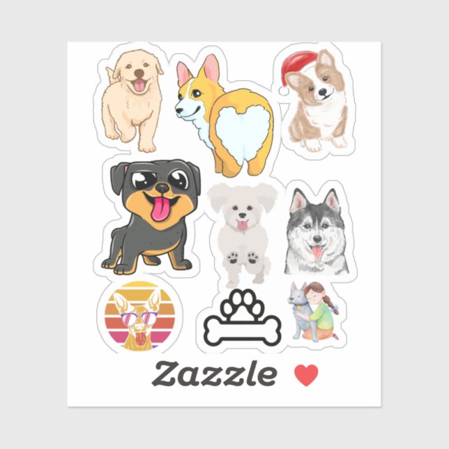 STICKER LES CHIENS AIMENT (Feuille)