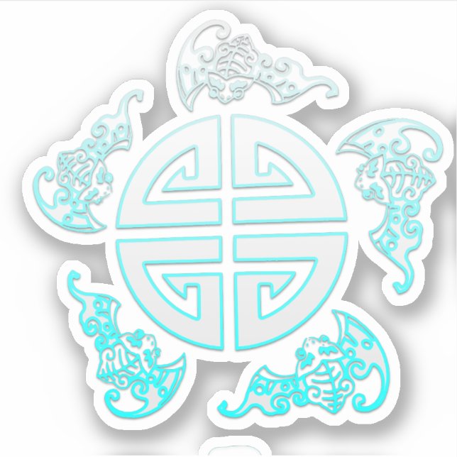 Sticker Les cinq Chinois bonne chance bénédiction; fortune (Devant)