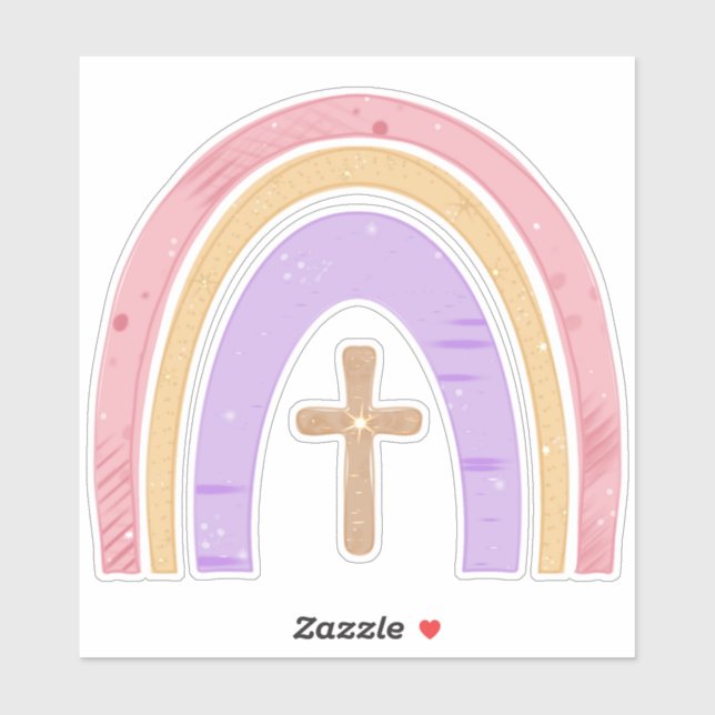 Sticker Les dieux promettent arc en ciel et croix | (Feuille)
