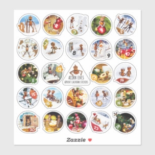 Sticker Les elfes d'Acorn calendrier Noël avec des chiffre