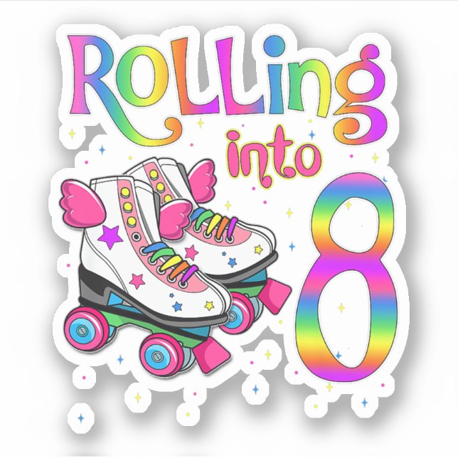 Sticker Les enfants roulent en 8 ans Roll I's Turning 8 (Devant)