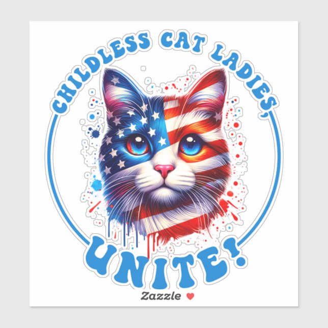 Sticker Les femmes de chat sans enfants unissent Kamala Ha (Feuille)