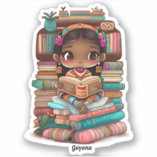 Sticker Les filles du monde de la lecture - Guyana