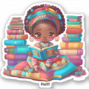Sticker Les filles du monde de la lecture - Haïti