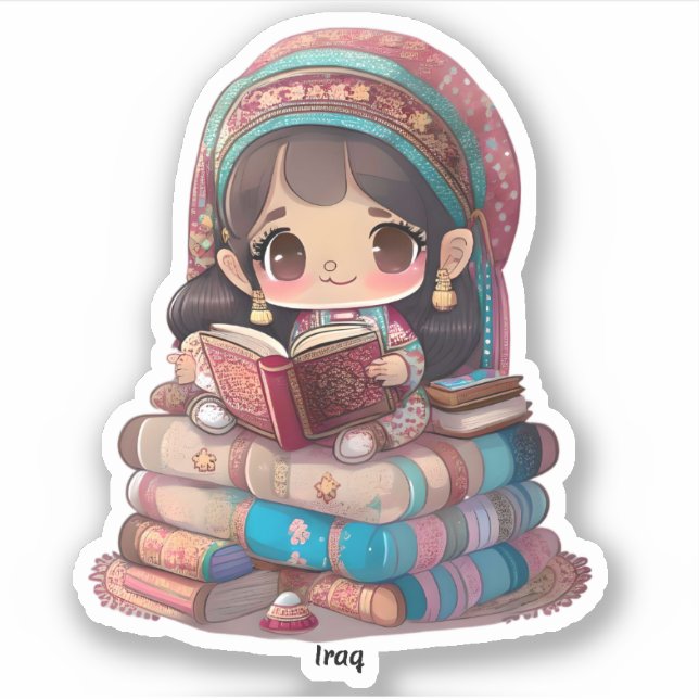 Sticker Les filles du monde de la lecture - Irak (Devant)
