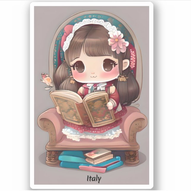 Sticker Les filles du monde de la lecture - Italie (Devant)