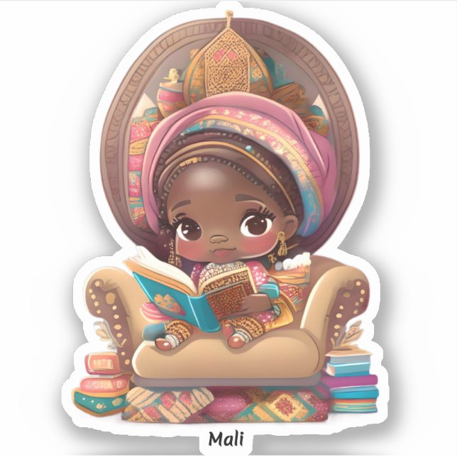 Sticker Les filles du monde de la lecture - Mali (Devant)