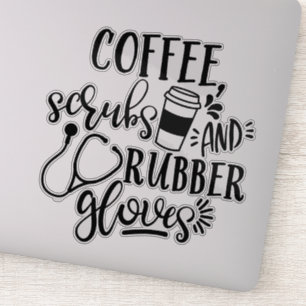 Sticker Les Gants De Café Et De Caoutchouc Infirmière Am