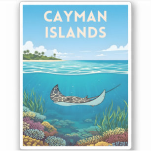 Sticker Les îles Caïmans Vintage voyage Nature sous-marine
