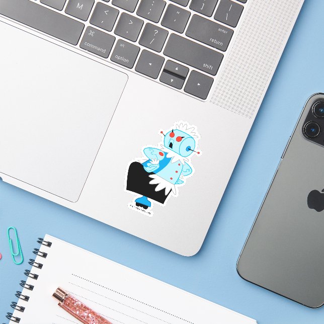 Sticker Les Jestons | Rosie le robot (Ordinateur portable avec iPhone)