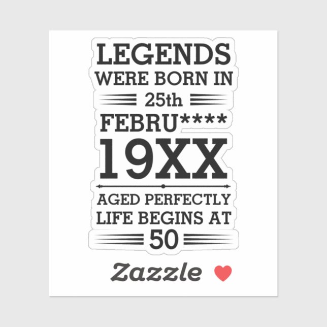 Sticker Les légendes personnalisées sont nées à la date Mo (Feuille)