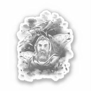 Sticker Les loups d'Odin dessinés à la main