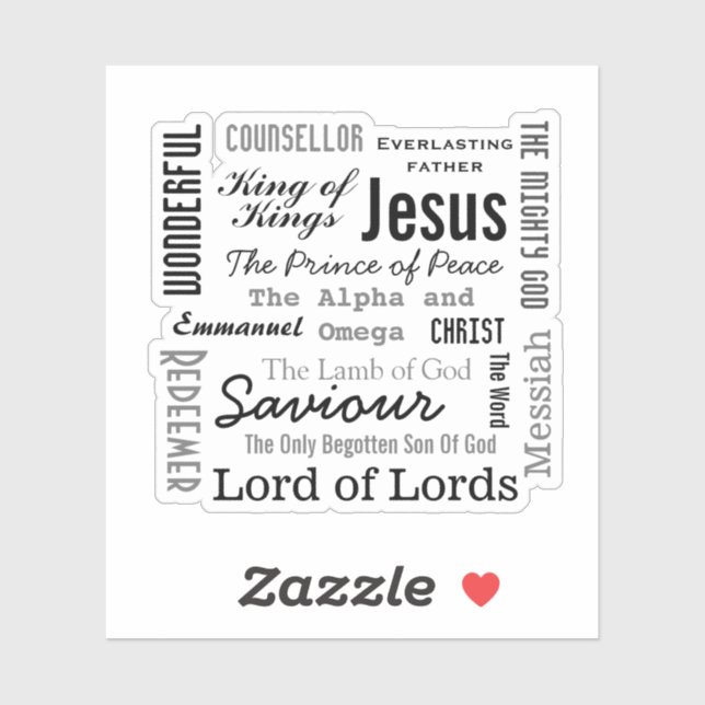 Sticker Les noms de Jésus Texte du script (Feuille)
