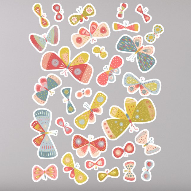 Sticker Les papillons Pastel amusants (Fun butterfly sticker sheet)