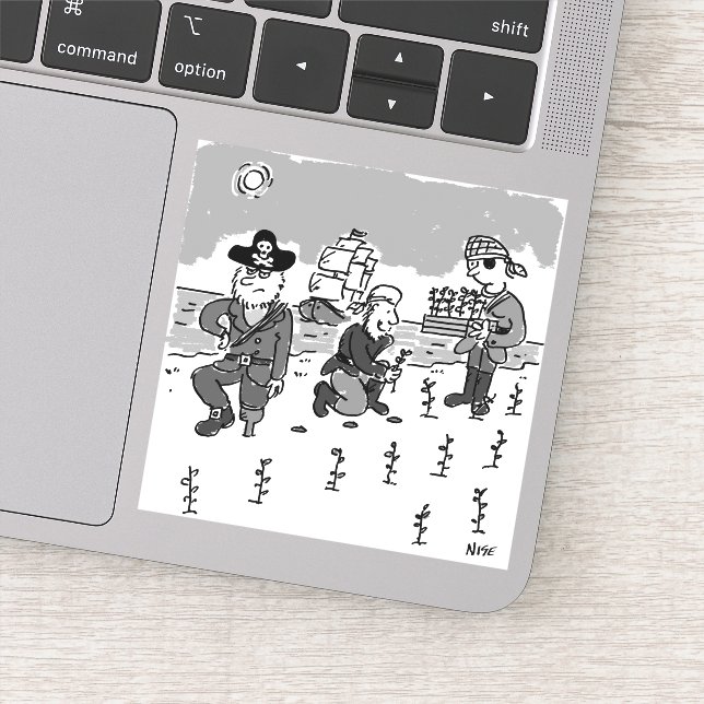 Sticker Les pirates jardinent à l'aide d'une jambe en bois (Détail)