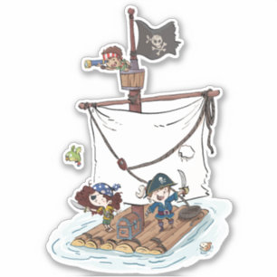 Sticker Les Pirates Mets En Voile À L'Arrière   Caricature