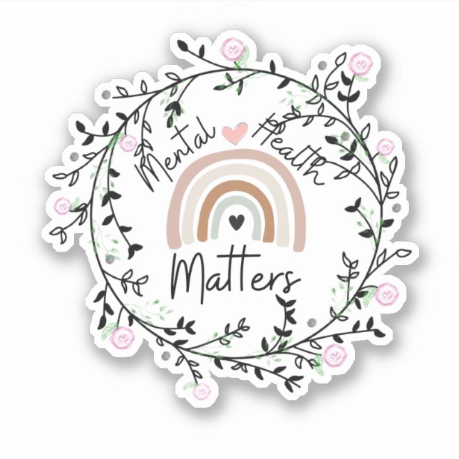 Sticker Les questions de santé mentale - Boho Rainbow - Th (Devant)