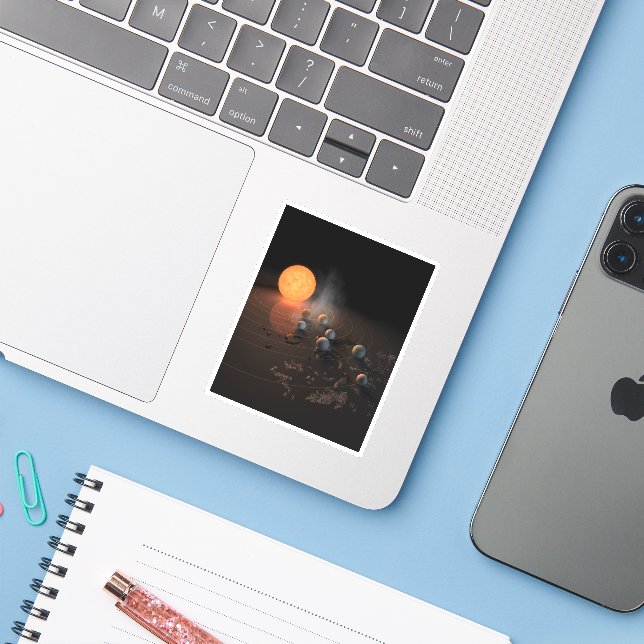 Sticker Les Sept Planètes De Trappist-1 En Orbite Autour D (Ordinateur portable avec iPhone)
