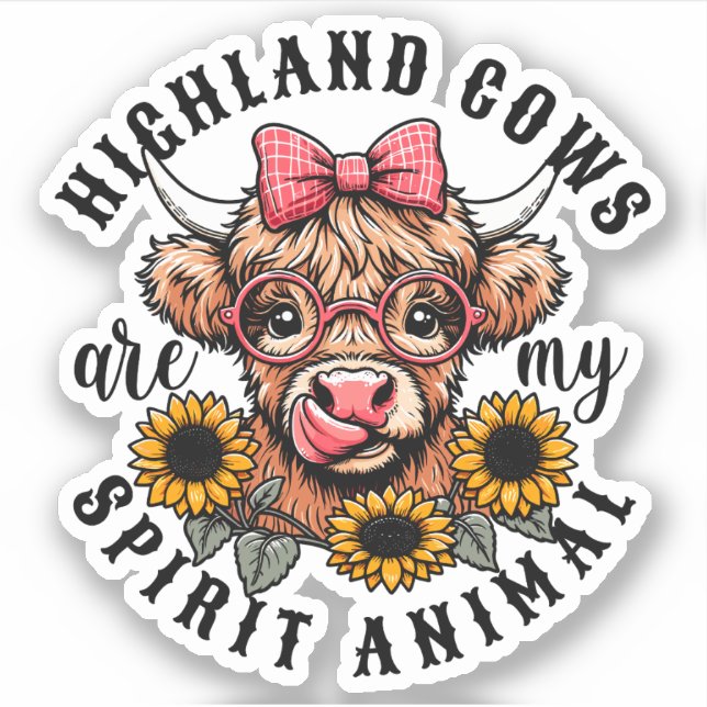 Sticker Les vaches Highland sont mon esprit animal (Devant)