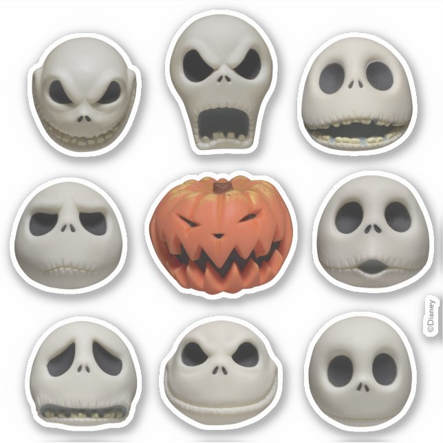 Sticker Les visages de Jack Skellington le roi Citrouille (Devant)