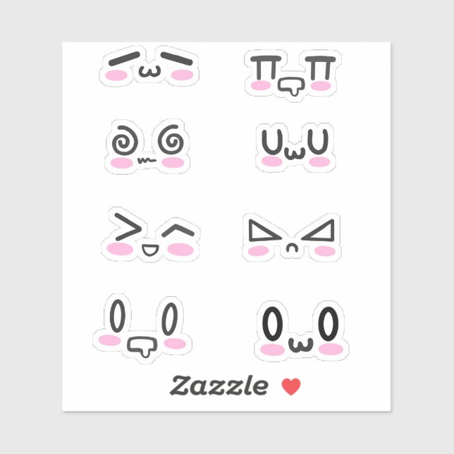 Sticker Les visages de Kawaii (Feuille)