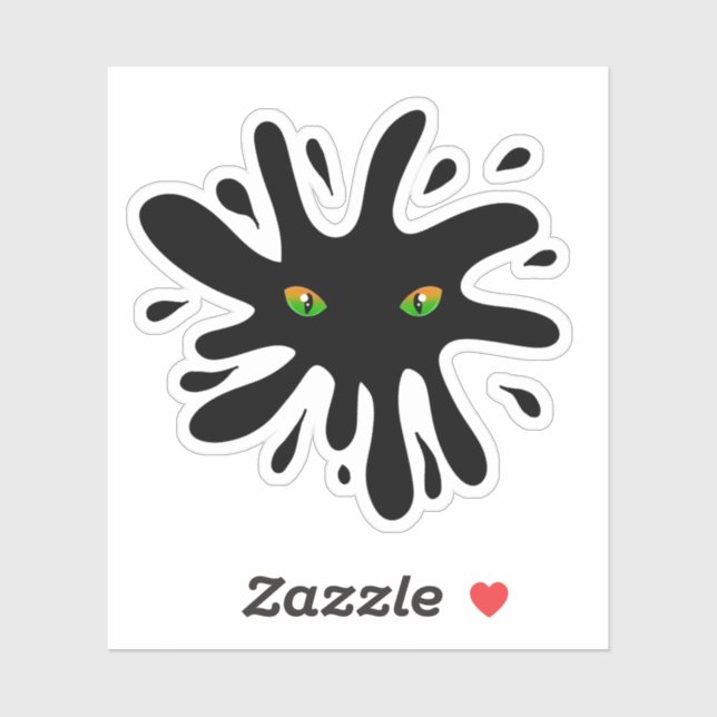 Sticker Les yeux de chat regardent une Black Blob (Feuille)