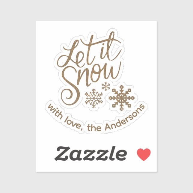 Sticker "Let it Snow" Christmas Gold Parties scintillant T (Feuille)
