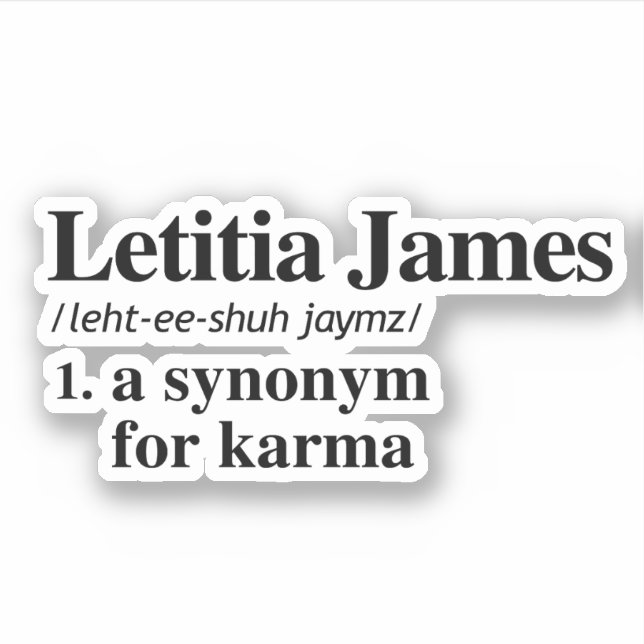 Sticker Letitia James Définition : Synonyme pour Karma (Devant)