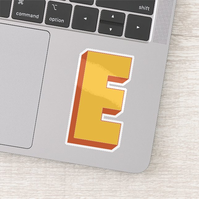 Sticker Letter E Monogram, Bold 3D Type Font Initial  (Détail)