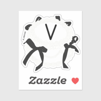 Sticker Letter V Initial Black And White Bow Vintage Cake
