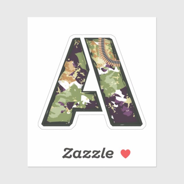 Sticker Lettre A avec texture de camouflage militaire (Feuille)