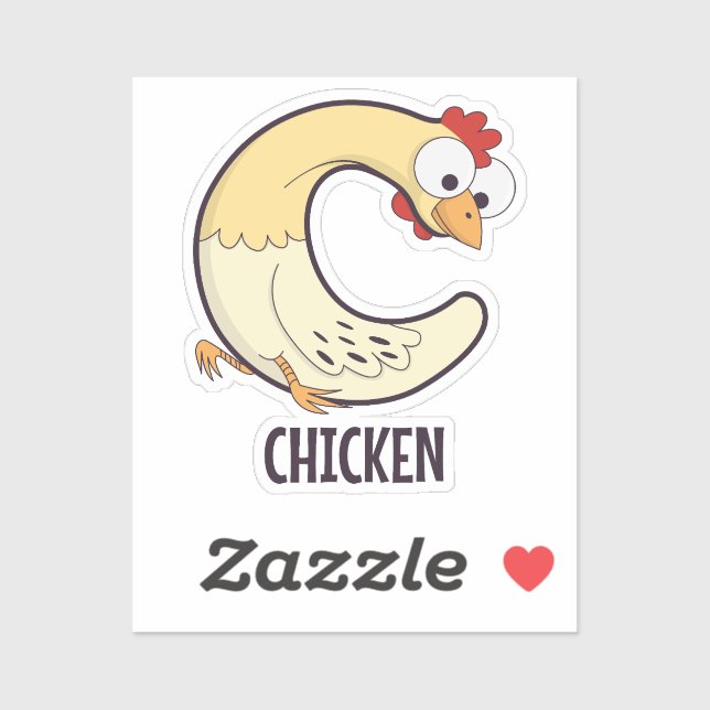 Sticker Lettre alphabet animal - C (poulet) (Feuille)