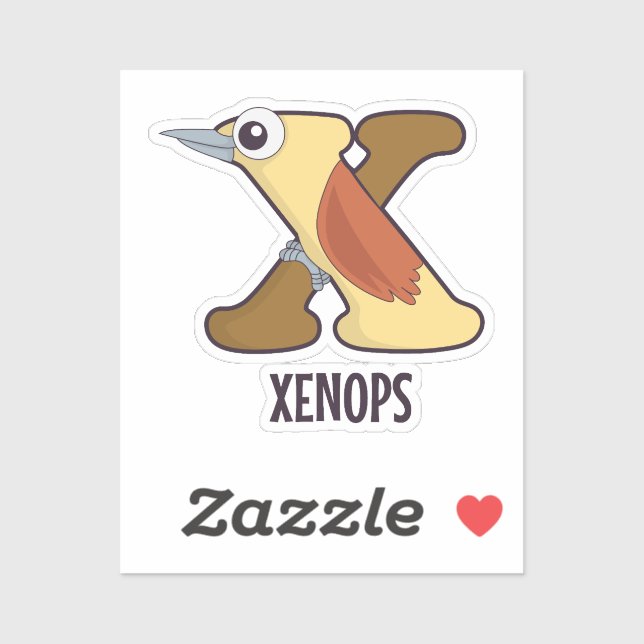 Sticker Lettre alphabet animal - X (Xenops) (Feuille)