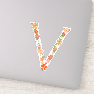 Sticker Lettre alphabet floral "V"