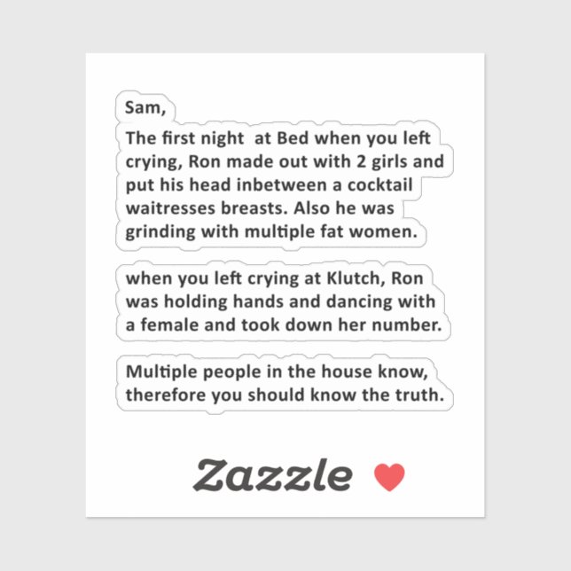 Sticker Lettre anonyme à Sammi (Feuille)