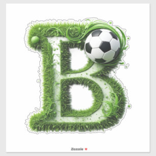 Sticker Lettre B en topiaire d'herbe verte avec ballon de 
