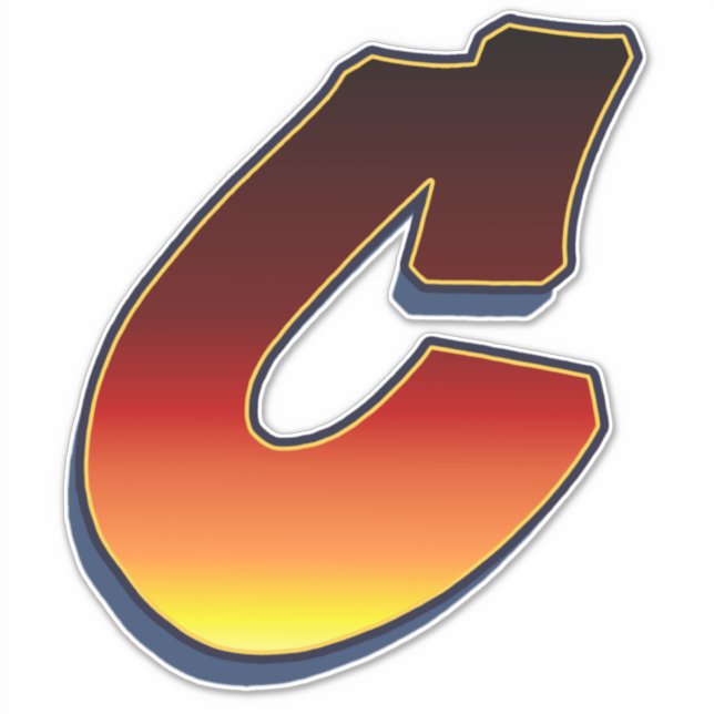 Sticker Lettre C - flammes (Devant)