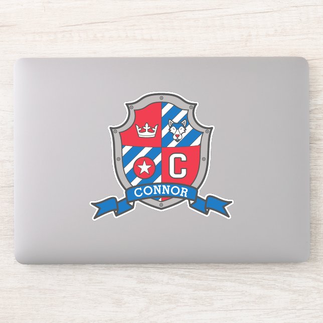 Sticker Lettre C nom personnalisé Connor loup chevaliers c (Ordinateur)