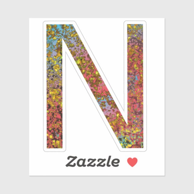 STICKER LETTRE COLORÉE INITIALE N CAPITAL (Feuille)