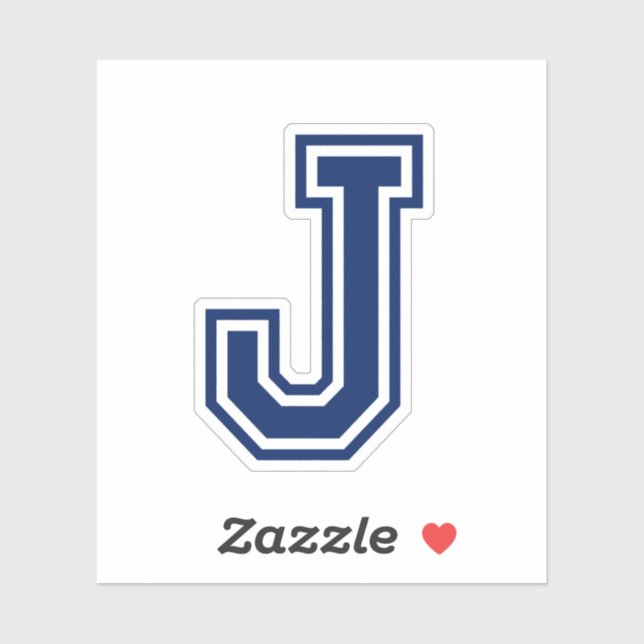 Sticker Lettre couleur personnalisée J sporty college poli (Feuille)