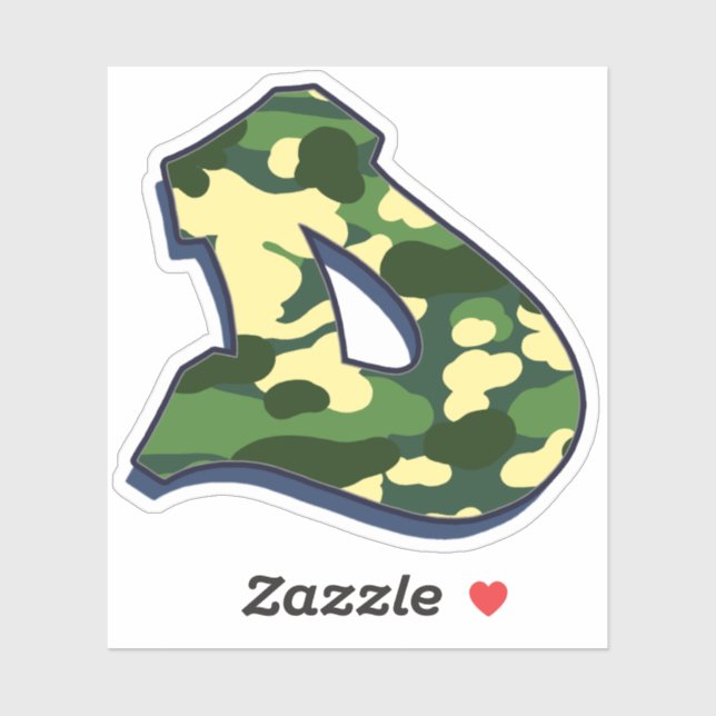 Sticker Lettre D - Camo Green (Feuille)