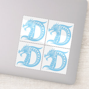 Sticker Lettre D de style dragon, alphabet du dragon, mono
